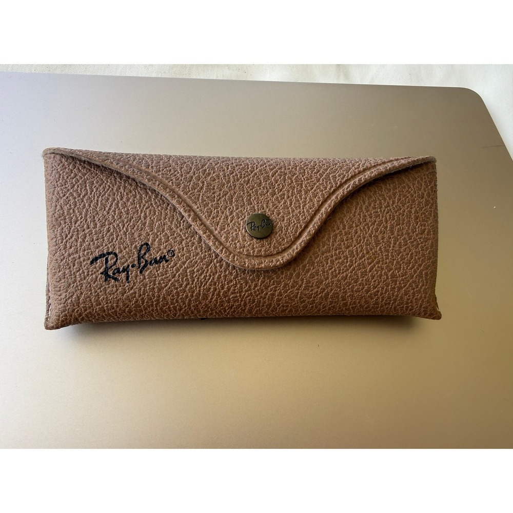 Ray-Ban Vintage Brown Textured Faux Leather Sunglasses Case‎ Snap Closure Soft